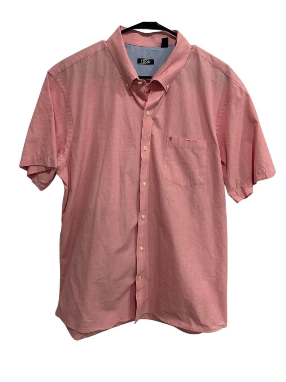 Izod XL Mens Pink Short Sleeve Button Down Shirt Casual Preppy Timeless Style